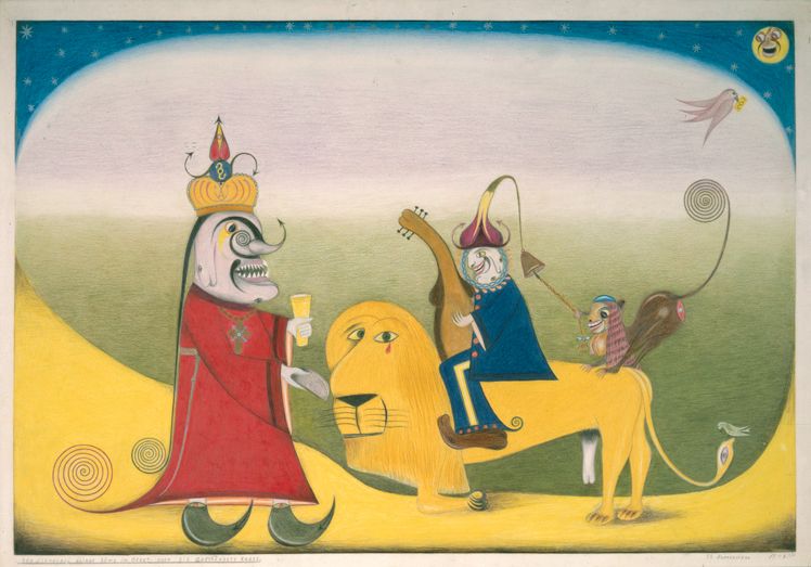 Der sterbende blinde Löwe im Gebet oder die geschändete Kraft, Schröder-Sonnenstern, Friedrich, 1946