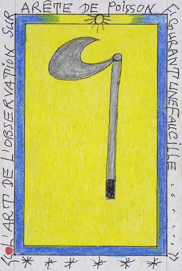 L’art de l’observation sur arête de poisson figurant une faucille, Bruly Bouabré, Frédéric, 2007
